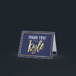 Cartão De Agradecimento OBRIGADO bar mitzvah nome de ouro moderno KYLE mar<br><div class="desc">[ NOTA - O EFEITO DOURADO É UMA IMAGEM IMPRESSA ] Um design moderno e simples para uma Configuração de CARTÕES DE AGRADECIMENTOS como modelo, é simples adicionar seus próprios detalhes ou clicar no botão personalizar e você pode adicionar ou alterar texto, fontes, tamanhos etc. DICA: 1. Para redimensionar/reposicionar a...</div>
