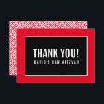 Cartão De Agradecimento OBRIGADO BAR MITZVAH - rede minimalista vermelha<br><div class="desc">por kat massard >> https://linktr.ee/simplysweetpaperie <<< Uma maneira simples e na moda para dizer obrigado ao seu convidado por participar do seu evento. Configurar como um modelo é simples para você adicionar seus próprios detalhes, ou apertar o botão personalizar e você pode adicionar ou alterar texto, fontes, tamanhos, etc., DICA:...</div>