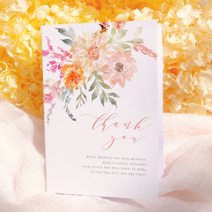 Cartão De Agradecimento Obrigado Batom e Azul-Celeste Floral Primavera C
