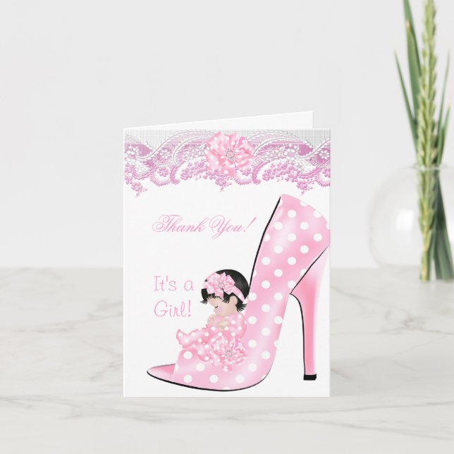 Cartão De Agradecimento Obrigado Bebê bonitinho em Calçado de salto alto b (Frente)