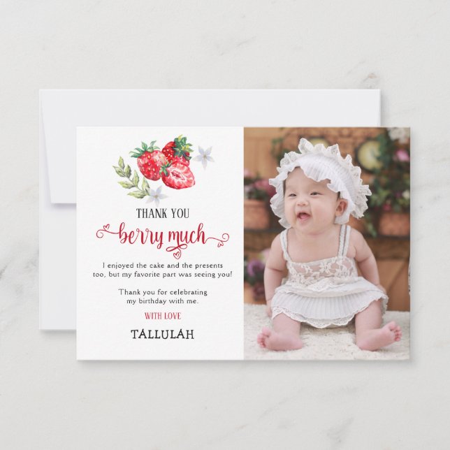 Cartão De Agradecimento Obrigado 'Berry Much' Foto de aniversário de moran (Frente)