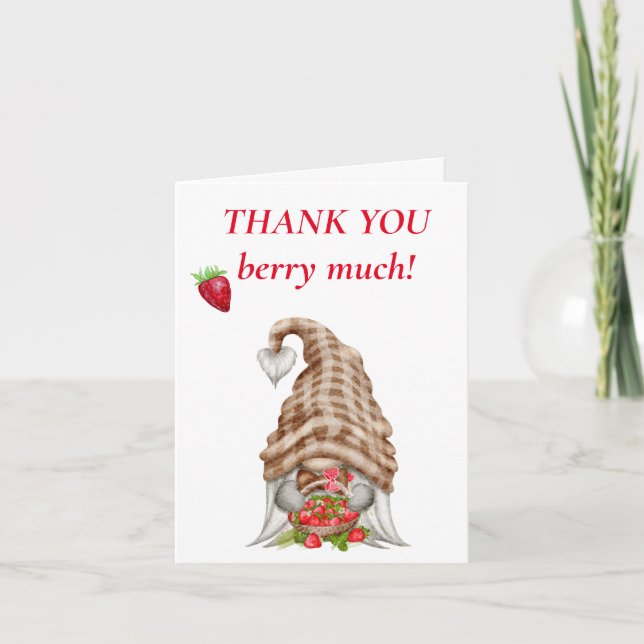 Cartão De Agradecimento Obrigado Berry Much Gnome Cute (Frente)