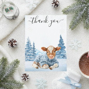 Cartão De Agradecimento Obrigado Bezerro Vaca Natal Inverno