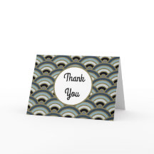 Obrigado Blue Vintage Art Deco Card