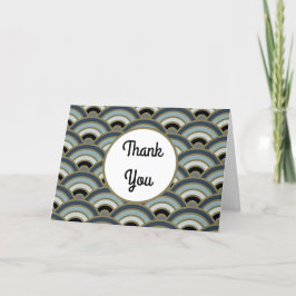 Cartão De Agradecimento Obrigado Blue Vintage Art Deco Card