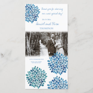 Cartão De Agradecimento Obrigado Blue Watercolor Dahlias Wedding