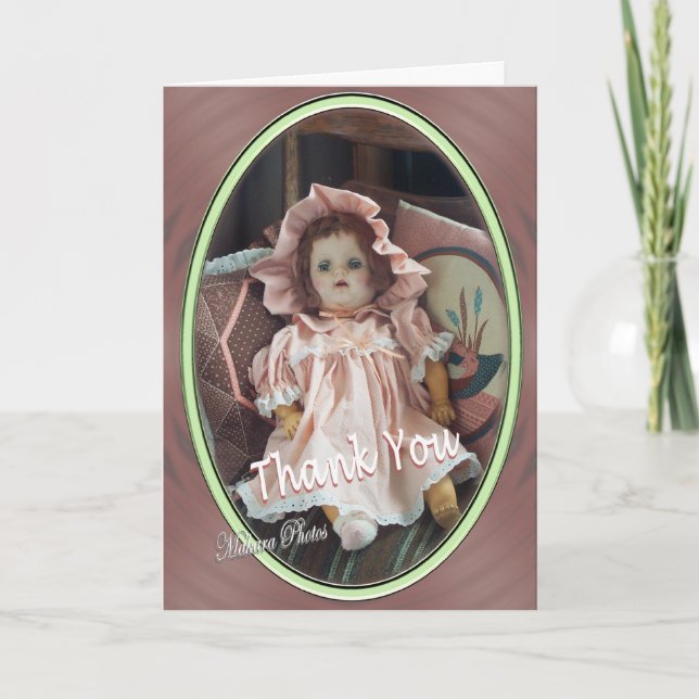 Cartão De Agradecimento Obrigado boneca (Frente)