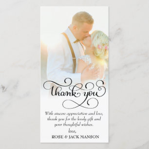 Cartão De Agradecimento obrigado bonito do casamento do roteiro você
