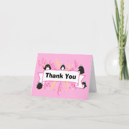 Cartão De Agradecimento Obrigado bonito do pinguim você cartão-cor-de-rosa