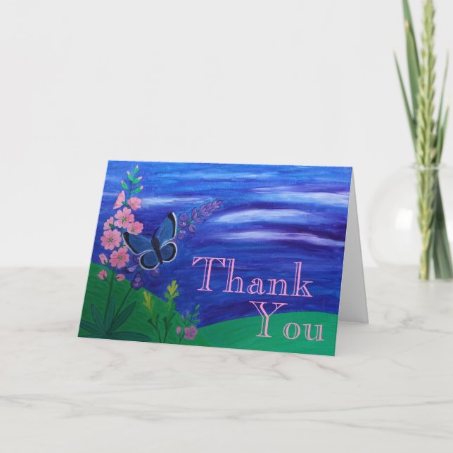 Cartão De Agradecimento Obrigado borboleta (Frente)