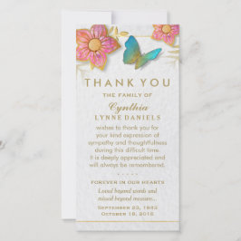 Cartão De Agradecimento Obrigado Borboleta Floral White Dourada Simpatia
