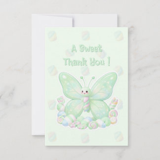 Cartão De Agradecimento Obrigado Borboleta Marshmallow Verde Menta para Ch