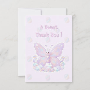 Cartão De Agradecimento Obrigado Borboleta Sonho Lavanda Roxa Baby Shower