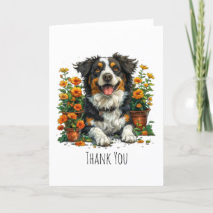 Cartão De Agradecimento Obrigado Border Collie Em Flores