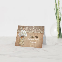 Cartão De Agradecimento obrigado branco do casamento do frasco de pedreiro
