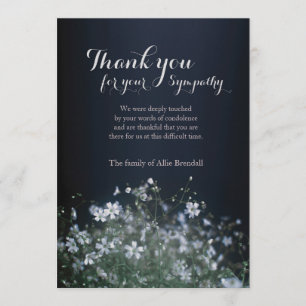 Cartão De Agradecimento Obrigado branco do falecimento dos Wildflowers