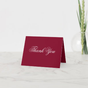 Cartão De Agradecimento Obrigado! Branco Elegante sobre Vermelho Borgonha 