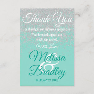 Cartão De Agradecimento Obrigado branco Glam da cerceta dos Sparkles do