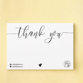 Cartão De Agradecimento Obrigado branco preto chic que você faz script do 