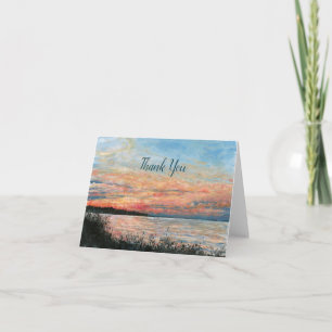 Cartão De Agradecimento Obrigado, Brevemente, Sunset Beach Shoreline