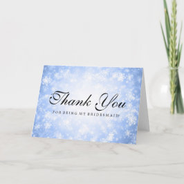 Cartão De Agradecimento Obrigado Bridesmaid Blue Winter Wonderland