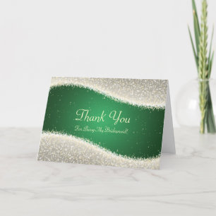 Cartão De Agradecimento Obrigado Bridesmaid Dazzling Sparkles Green