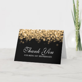 Cartão De Agradecimento Obrigado Bridesmaid Dourada Luzes