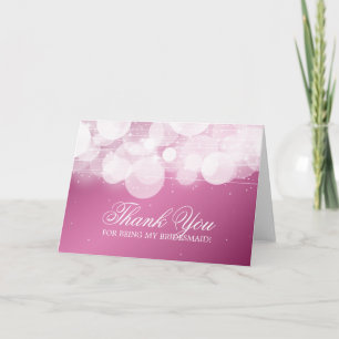 Cartão De Agradecimento Obrigado Bridesmaid Glow & Sparkle Pink