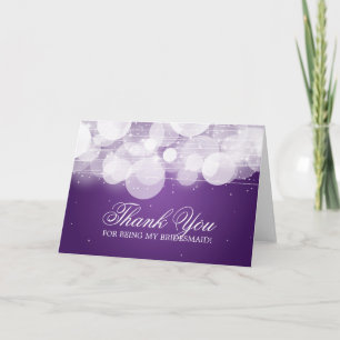 Cartão De Agradecimento Obrigado Bridesmaid Glow & Sparkle Purple