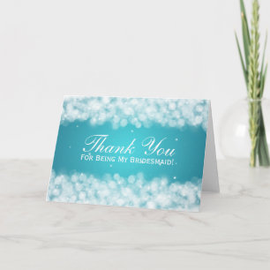 Cartão De Agradecimento Obrigado, Bridesmaid Party Sparkle Turquoise