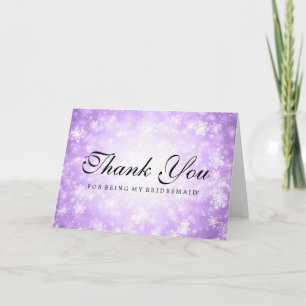 Cartão De Agradecimento Obrigado Bridesmaid Purple Winter Wonderland