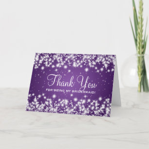 Cartão De Agradecimento Obrigado Bridesmaid Winter Sparkle Purple