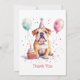 Cartão De Agradecimento Obrigado Bulldog Inglês de Aniversário