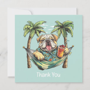 Cartão De Agradecimento Obrigado Bulldog Inglês em Top Havaiano