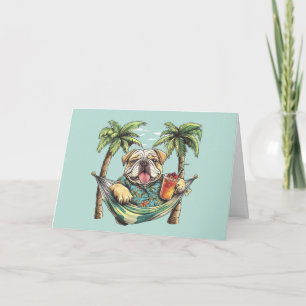 Cartão De Agradecimento Obrigado Bulldog Inglês no Topo Havaiano