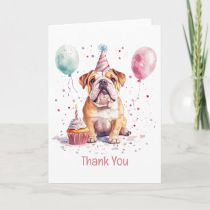 Cartão De Agradecimento Obrigado Bulldogue Inglês de Aniversário