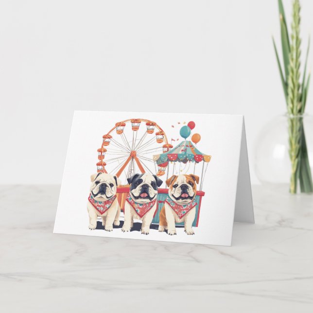 Cartão De Agradecimento Obrigado, Bulls Ingleses No Carnaval (Frente)