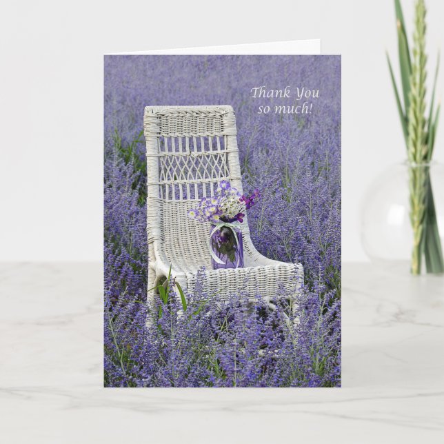 Cartão De Agradecimento Obrigado buquê roxo (Frente)