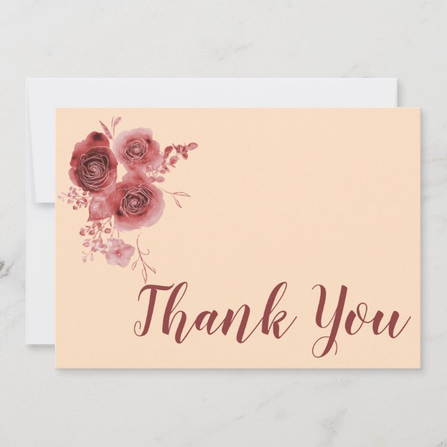 Cartão De Agradecimento Obrigado Burgundy Flor (Frente)