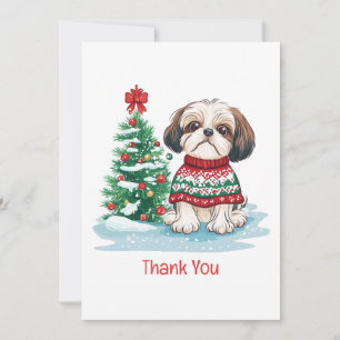 Cartão De Agradecimento Obrigado Cachorro Shih Tzu Natal