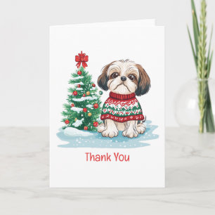 Cartão De Agradecimento Obrigado Cachorro Shih Tzu Natal