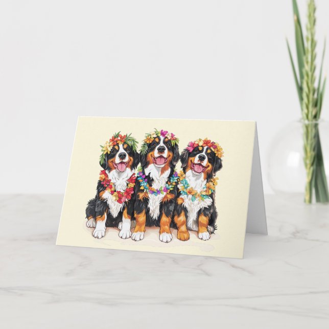 Cartão De Agradecimento Obrigado Cachorros de Montanha do Havaí Bernese (Frente)