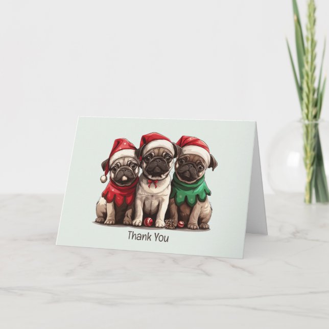 Cartão De Agradecimento Obrigado Cachorros De Natal (Frente)