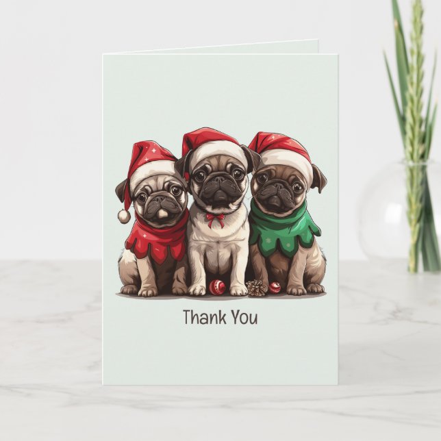 Cartão De Agradecimento Obrigado Cachorros De Natal (Frente)