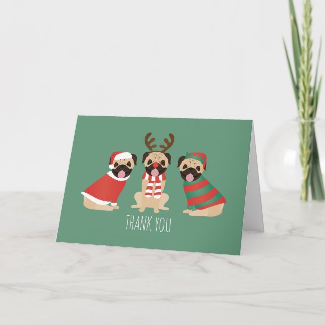 Cartão De Agradecimento Obrigado Cachorros De Natal (Frente)