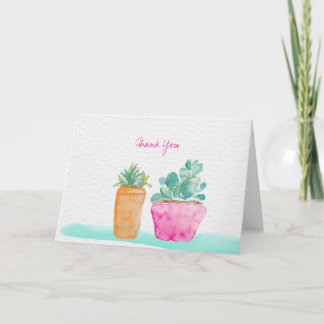 Cartão De Agradecimento Obrigado cacto potted pintado mão