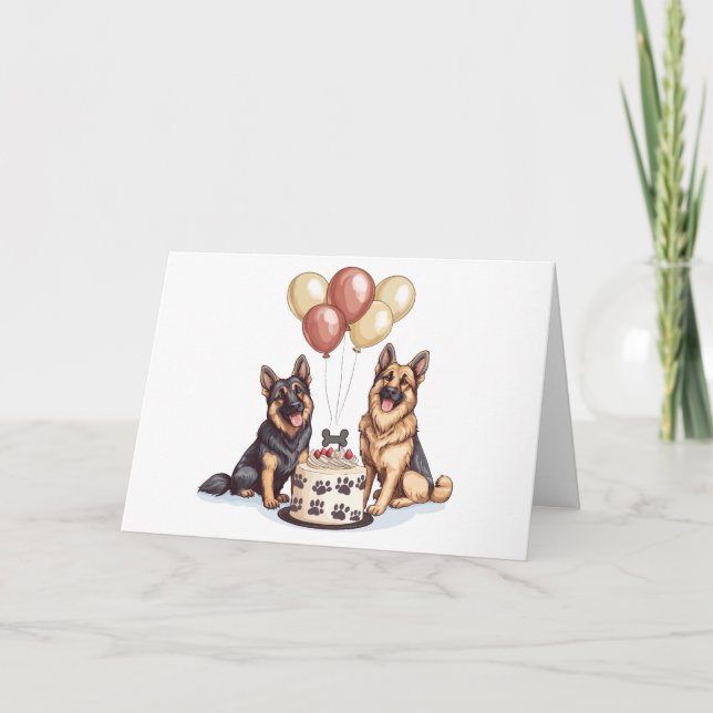 Cartão De Agradecimento Obrigado Cães de Aniversário German shepherd (Frente)