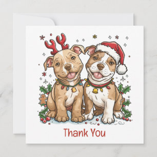 Cartão De Agradecimento Obrigado Cães Pit Bull de Natal