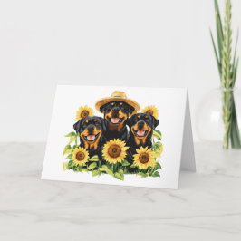 Cartão De Agradecimento Obrigado Cães Rottweiler Rodeados Por Girassóis