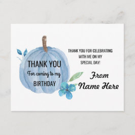 Cartão De Agradecimento Obrigado carda o aniversário do menino azul da